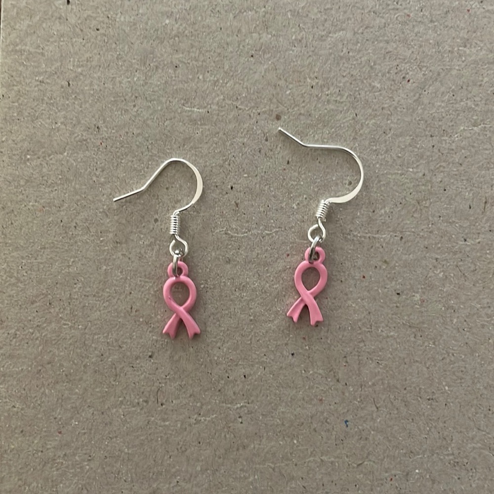 Breast cancer awareness earrings